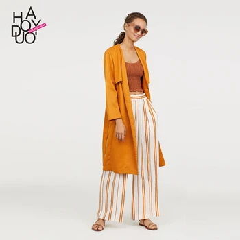 

HDY Haoduoyi Women Commuter Solid Color Loose Windbreaker Simple Belt Temperament Slant Pocket Long-Sleeve Outerwear Wholesale