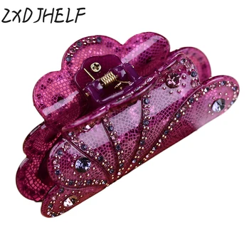 

ZXDJHELF Girls Headwear Accessories Acrylic Inlaid Crystal Hair Claw Elegant Ponytail Barrettes For Women Decorations F134