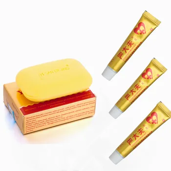 

1pcs Yiganerjing Sulfur soap add 3pcs YANDAIFU creams set without retail box Body skin care creams man women anti psoriasis