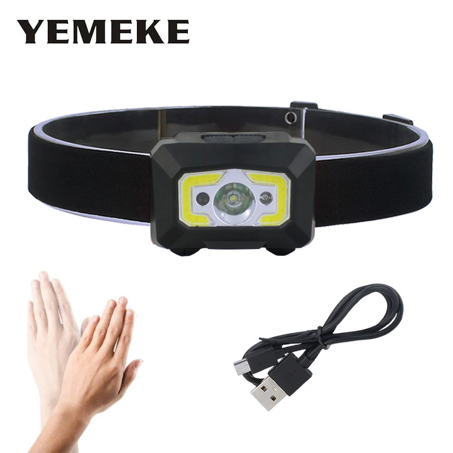 

5Modes Mini USB Rechargeable LED Headlamp Built-in Litium Battery Body Motion Sensor Headlight Camping Working Head Light Torch