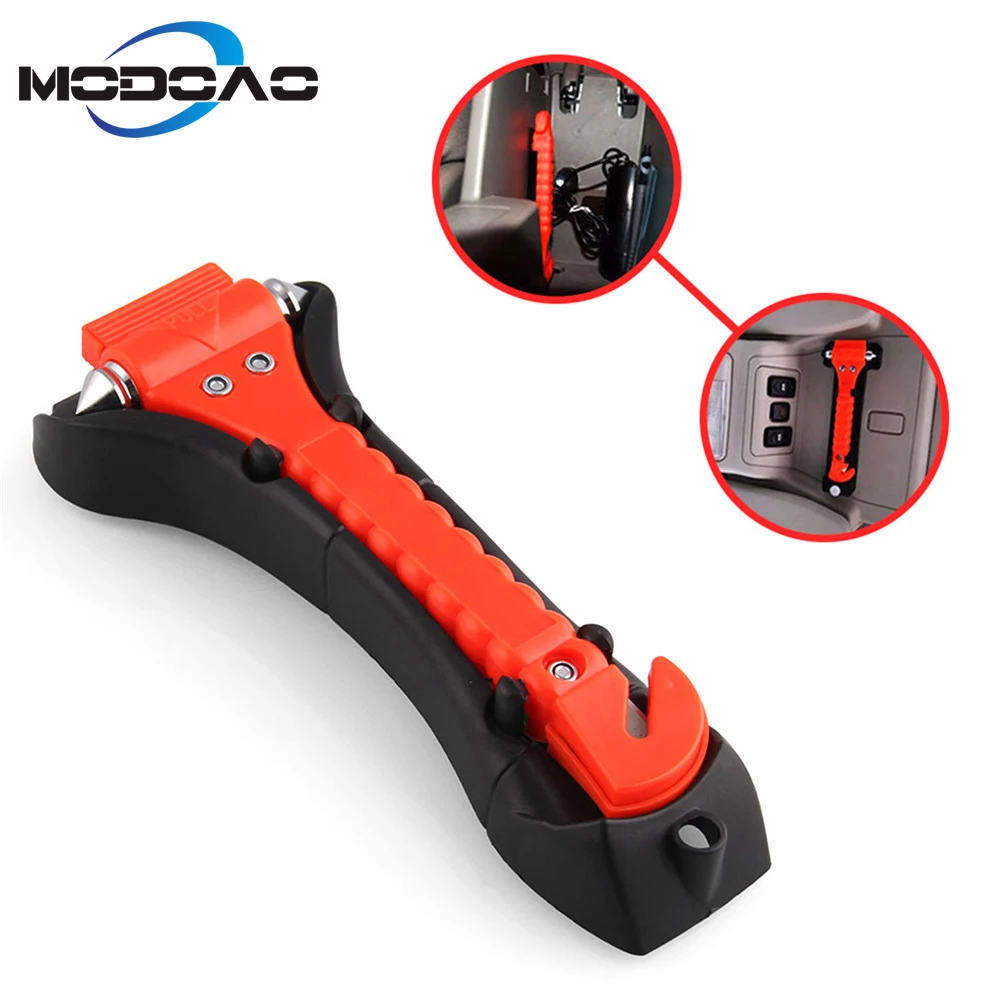 

MODOAO Car Safety Hammer Life Saving Escape Emergency Hammer Seat Belt Cutter Window Glass Breaker Car Rescue Red Hammer