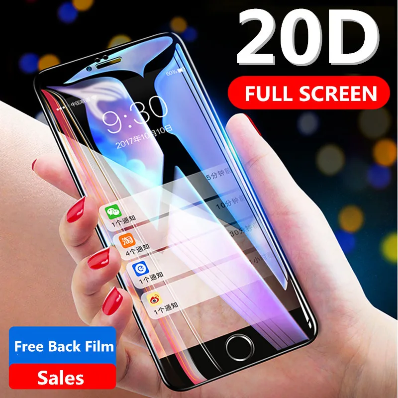 20D Volle Abdeckung Gehärtetem Glas Für iPhone 7 8 6 6 S Plus Schutz Glas Screen Protector Für X XR