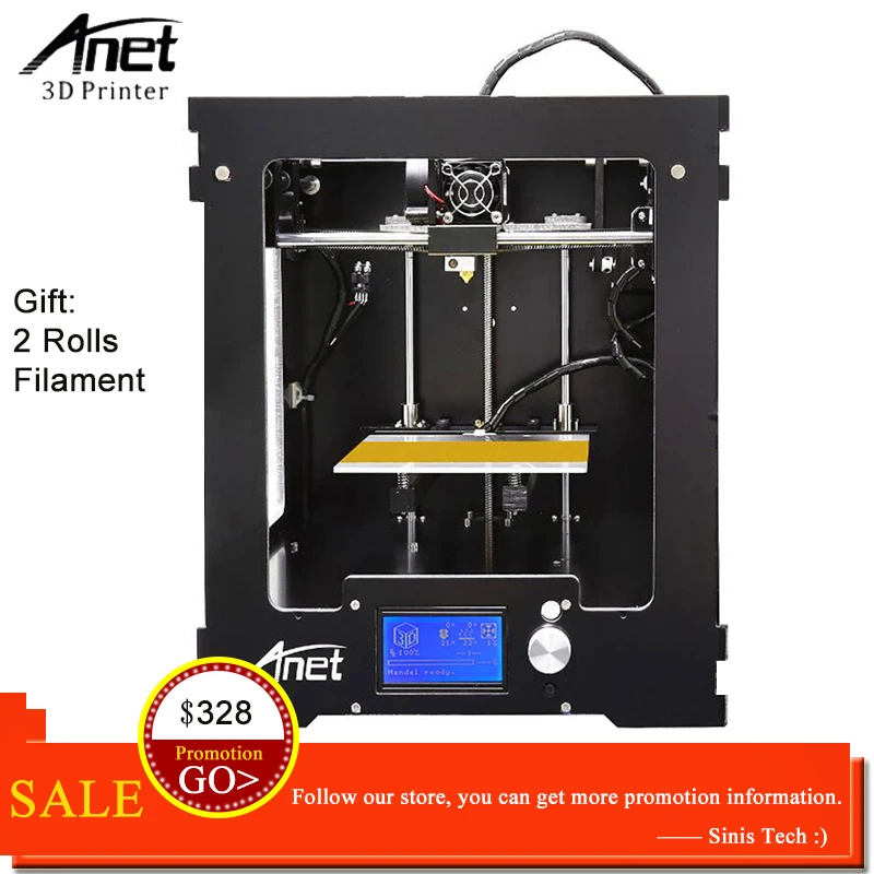 

Anet A3 3D Printer Machine Full Acrylic Assembled Reprap i3 3D Printer Kit with Filament 8G SD Card +Tool for Free Large