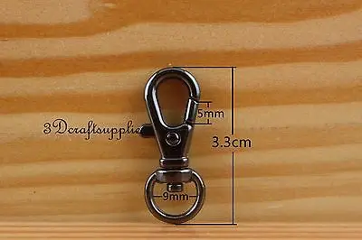 

Lobster Clasps Clips Claw purse hooks Swivel snap hook gunmetal 9mm 25pcs J6