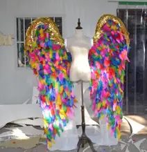 creative simulation colourful wings polyethylene&furs fashion show wings model about 2.2×1.2m