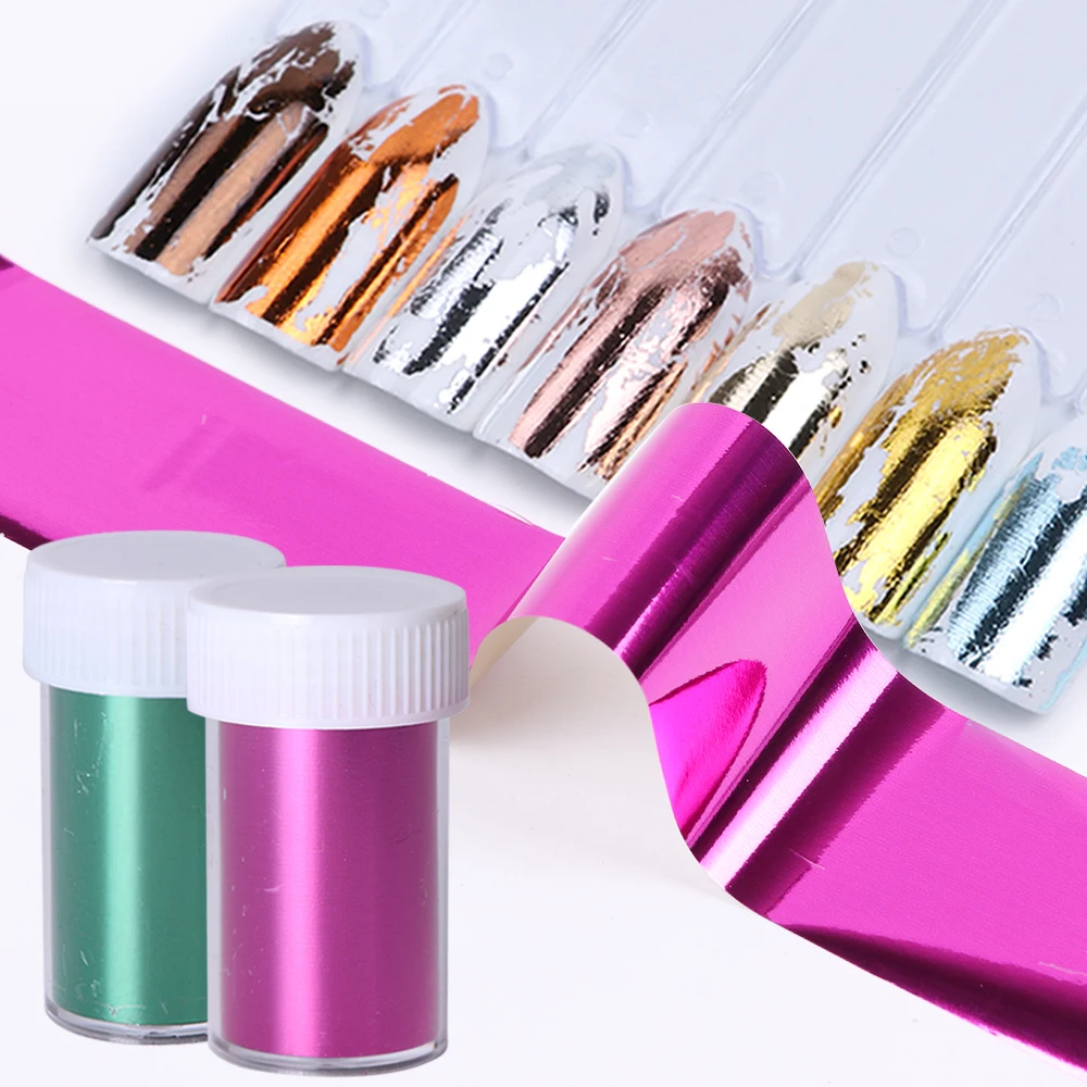 

1PC Metallic Design Pure Color Nail Foil Transfer Sticker Starry Sky Laser Decal Polish Gel Nail Art Decoration Manicure SA996-1