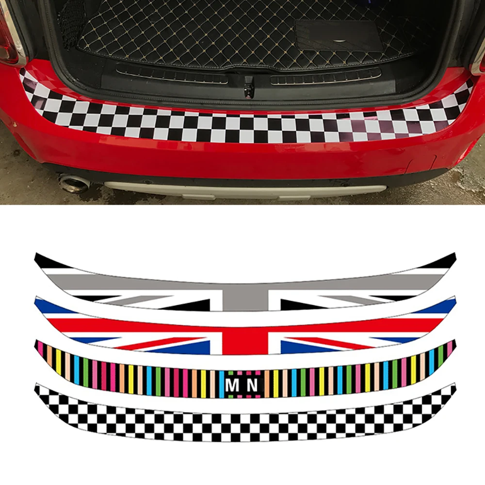 

Car-Styling Union Jack Car Rear Bumper Decoration Sticker Trunk Load Edge Protection Decal For Mini Cooper R55 R56 R60 F55 F56