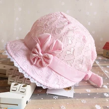 Новые детские летние кружевные полые кепки для девочек, рыбацкая шляпа для девочек, шляпа с бантиком, модная детская шляпа для защиты от солнца