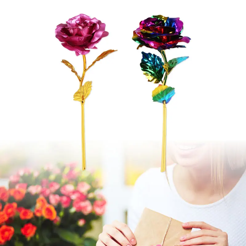 

Valentine's Day 24K Gold Plated Rose Golden Flower Gift Wedding Party Birthday Romantic Golden Flower Decor Lovers' Gift