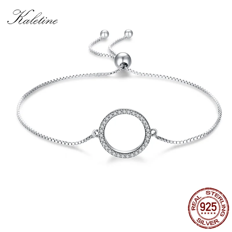 

Kaletine Luxury Bracelets For Women Men 925 Sterling Silver Tennis Bracelet CZ With Sliding Ball Adjustable Gold Jewelry KLTB053