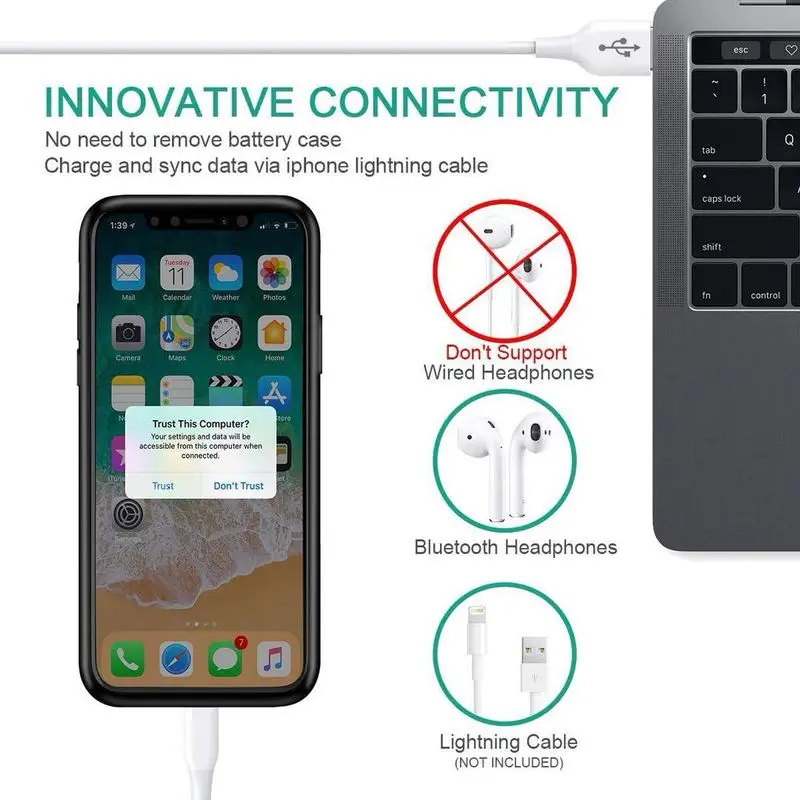 NENG 3200 мАч для Iphone X Xs аудио зарядка ультра тонкий ударопрочный Аккумулятор Чехол