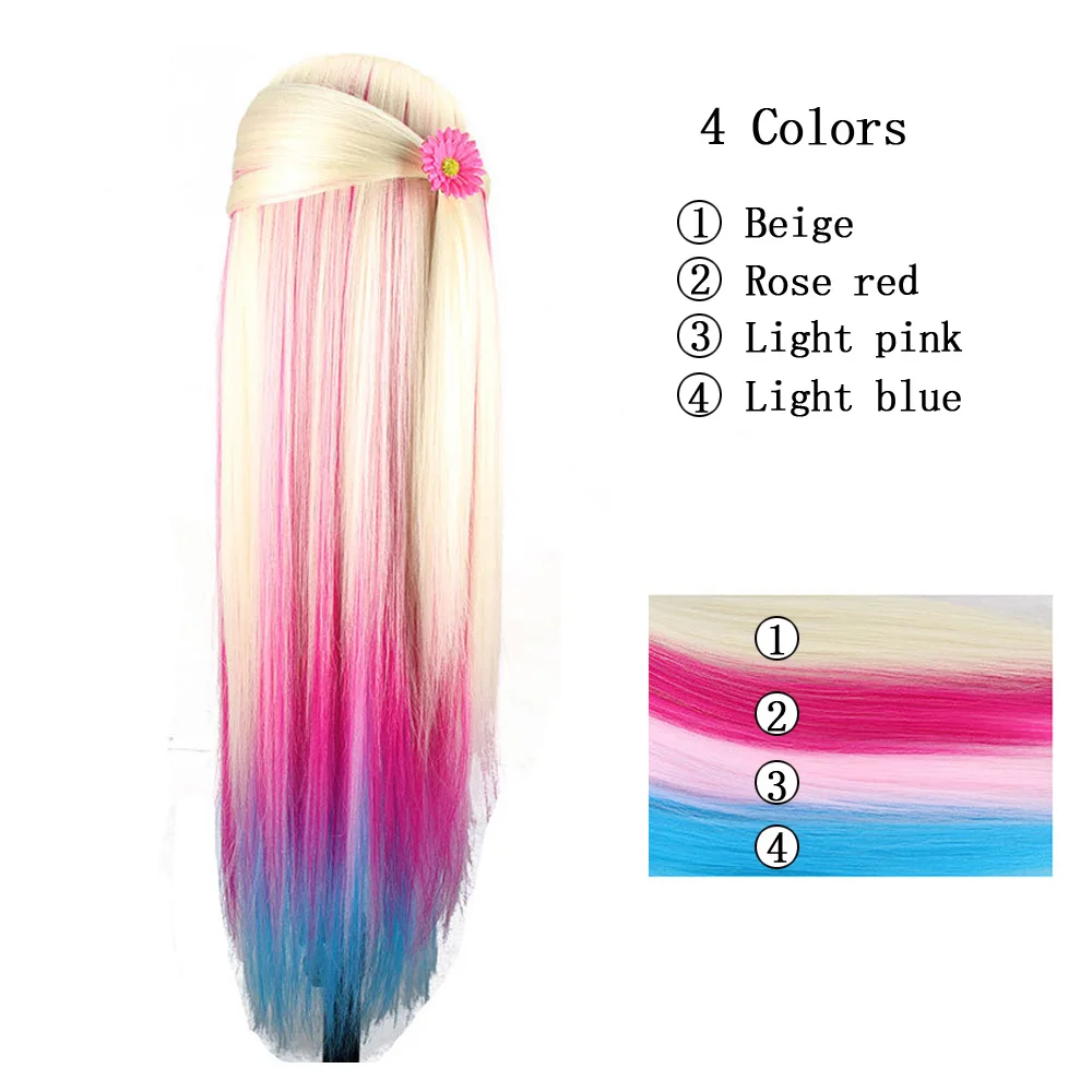 

Yaki Professional Synthetic Hair Training Head For Makeup Or Cutting Mannequin Head Maikin Model Many Colors 60cm