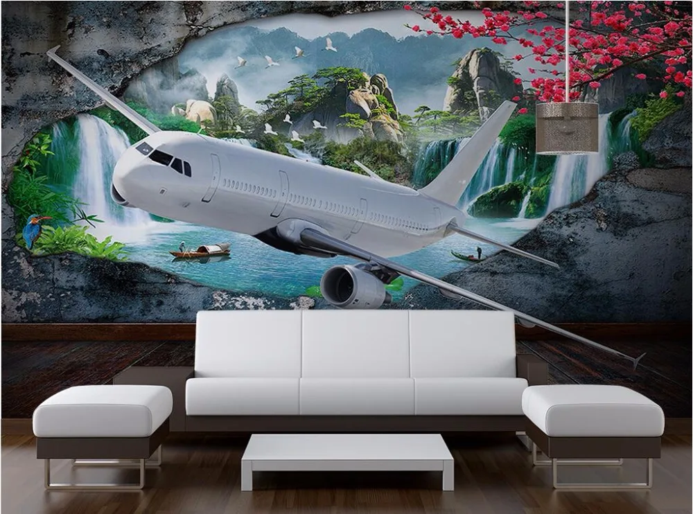 

Custom photo mural 3d wallpaper Aircraft navigation scenery decor painting 3d wall mural wallpaper for living room walls 3 d
