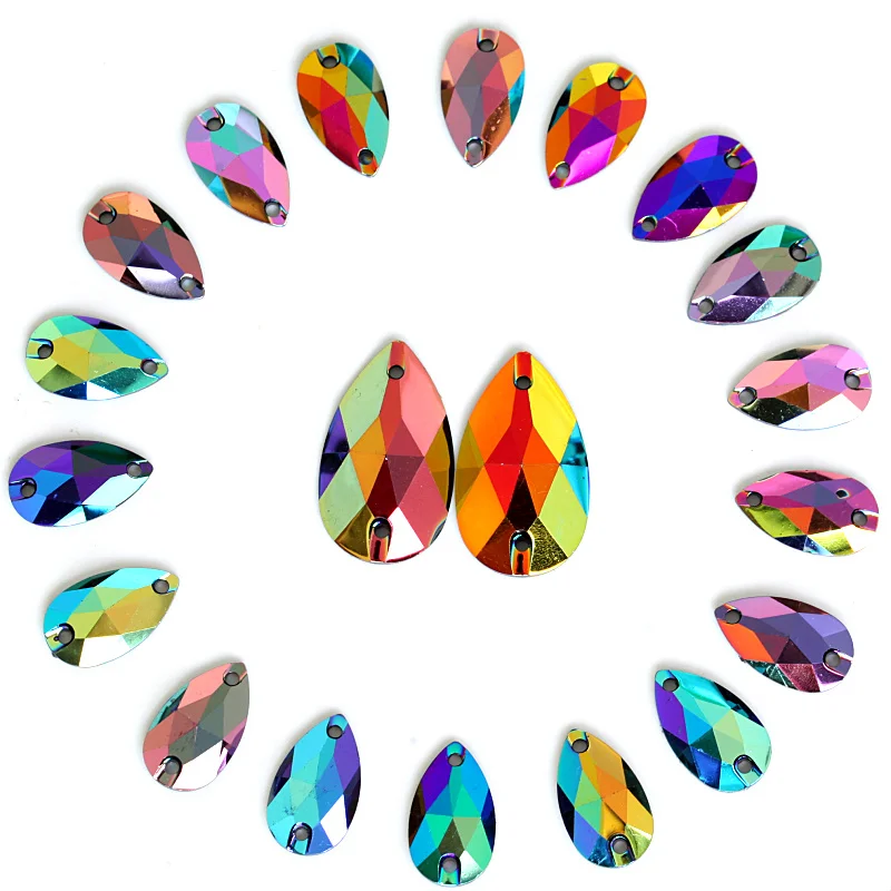 

Promotion Teardrop Resin Sew On Rhinestones With Black Bottom Colorful Crystal Drop Resin Sewing Rhinestone Garment B3784