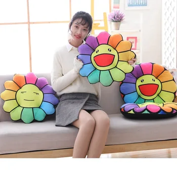 

45cm Colorful Sun Flower Plush Cushion Soft Cartoon Plant Flower Stuffed Doll Sofa Pillow Toys Office Chair Cushion Friends Gift