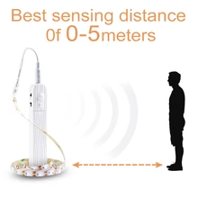 Светодиодная лента с питанием от аккумулятора, 5 в постоянного тока, датчик движения, ночное освещение, кухня под шкафом, лестницы, светодиодный светильник, светодиодная лента
