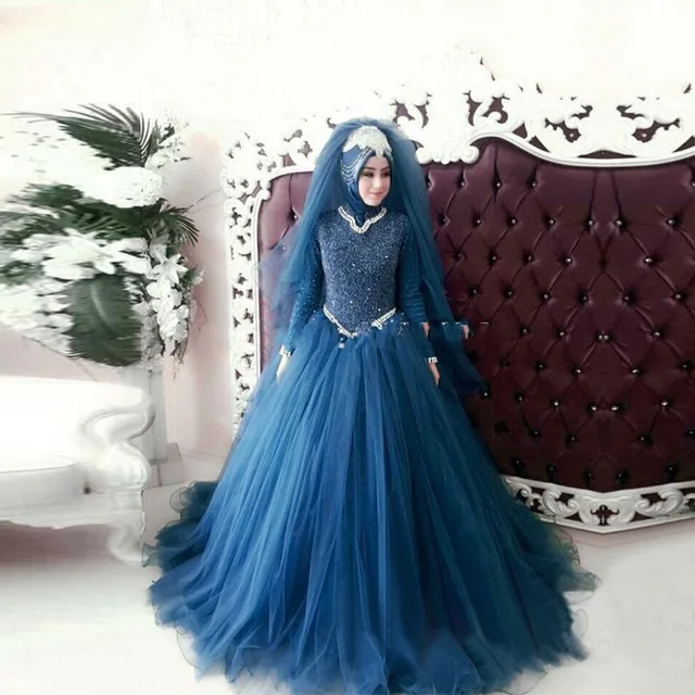 Aliexpress.com : Buy Vestido De Noiva Arabic Muslim Wedding Dress Blue
