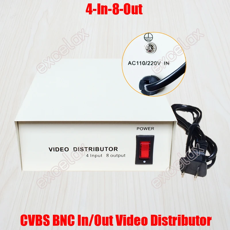 AC110V 220V 4 в 8 Out композитный разъем BNC видеодистрибьютор 4-8CH видео разветвитель