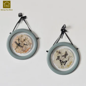 

Iron Round Decorative Painting Frame Solid Wooden Wood Vintage Picture Frame For Canvas Photo Frames Set Vintage Picture WKM015