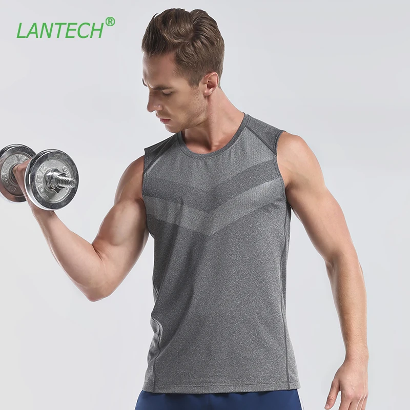 

LANTECH Men Jogging Sports Sportswear Running Vest Training Fitness Tank Exercise Gym Vest Sleeveless Tops Breathable Quick Dry