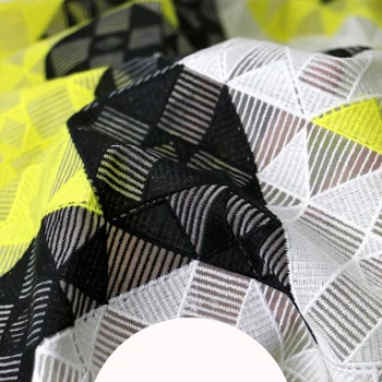 

Geometric prismatic square contrast color organza embroidered fabric