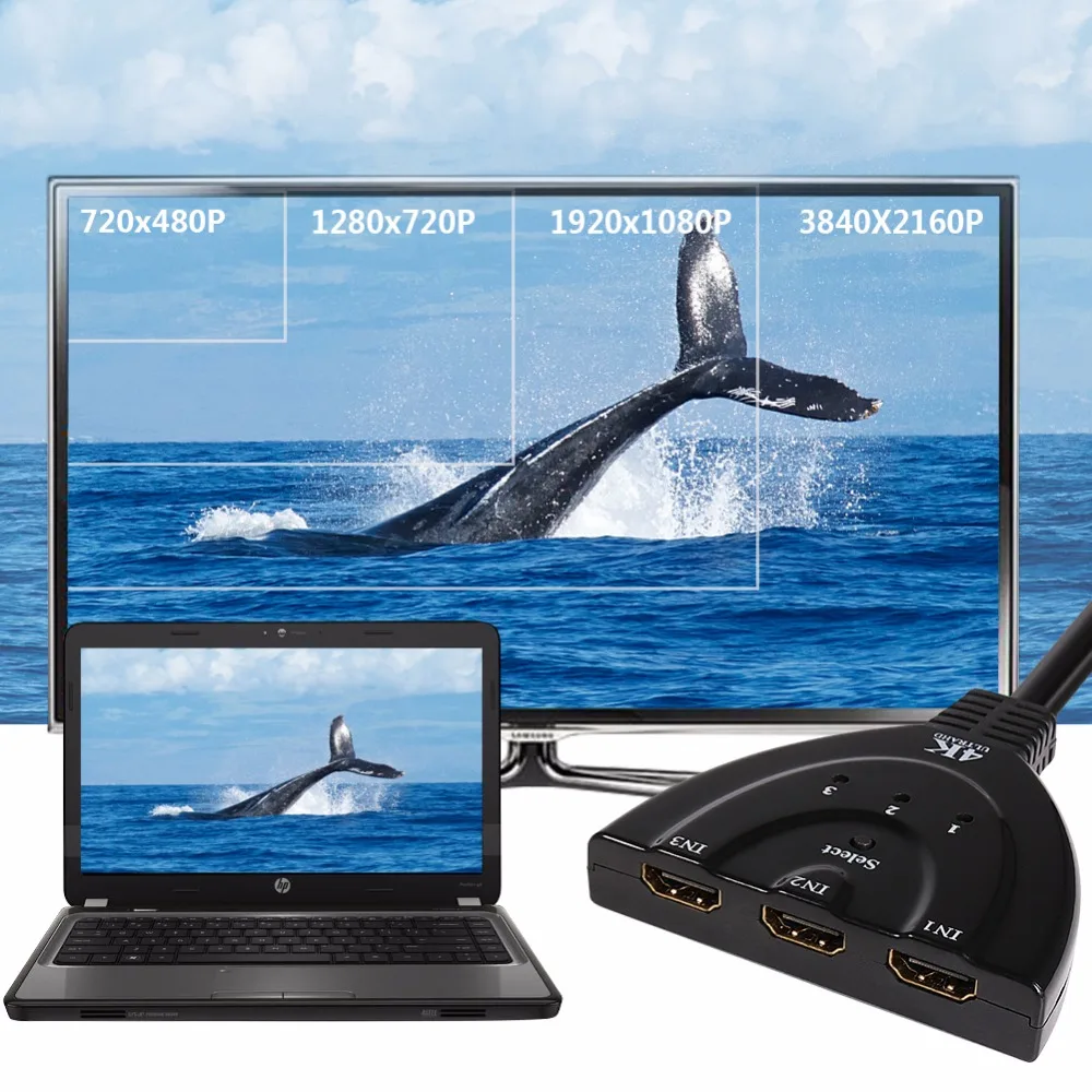 Ssriver HDMI HUB MINI 3 Порты и разъёмы коммутатор 1080 P 3D переключатель Splitter в 1 с USB кабель