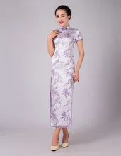 High Quality Print Flower Short Sleeve Long Women Cheongsam Sexy Female Party Dress Women Chinese Ancient Dress Chinese Qipao 16