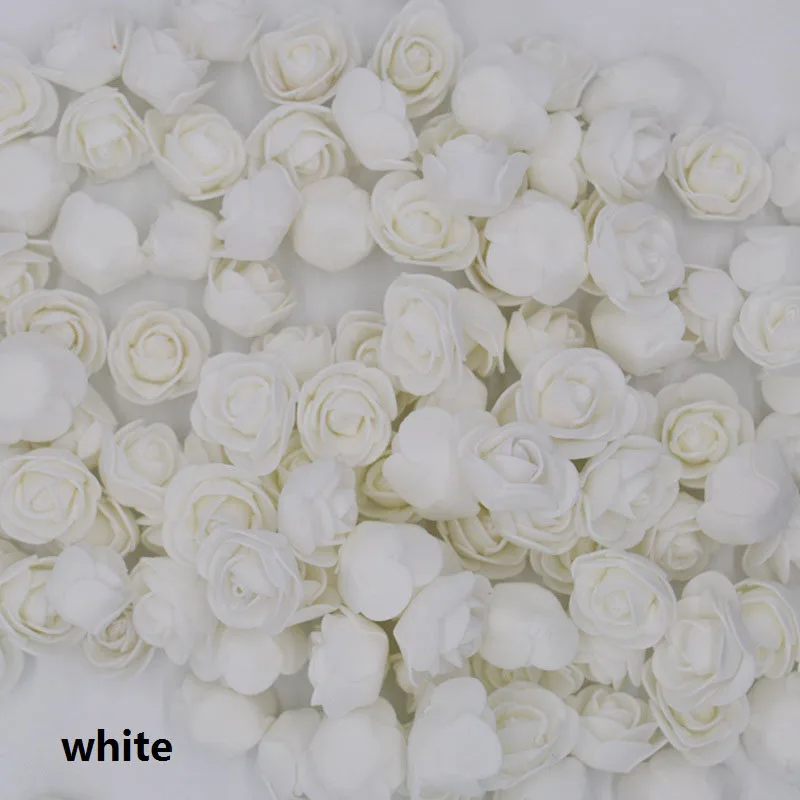 50 шт./лот, 3,5 см, Мини Искусственные из ПЭ пены, голова цветка розы для свадебного украшения, сделай сам, скрапбукинг, гирлянда, Подарочная коробка, цветы - Цвет: white