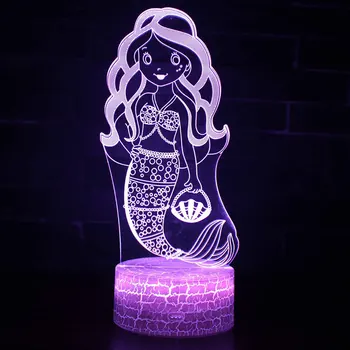 

Mermaid theme 3D Lamp LED night light 7 Color Change Touch Mood Lamp Christmas present Dropshippping