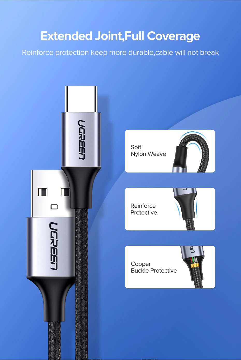 Ugreen usb type c кабель для быстрой зарядки кабель для передачи данных для samsung Galaxy S9 S8 кабель для мобильного телефона для huawei xiaomi 9 8 зарядное устройство короткое