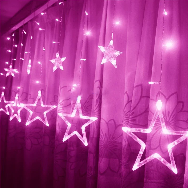 Z20Litwod Curtain light 12 big stars small star string light Christmas 220V 138 LED New Year lighting 5 colors for Holiday light Z20Litwod Curtain light 12 big stars small star string light Christmas 220V 138 LED New Year lighting 5 colors for Holiday light