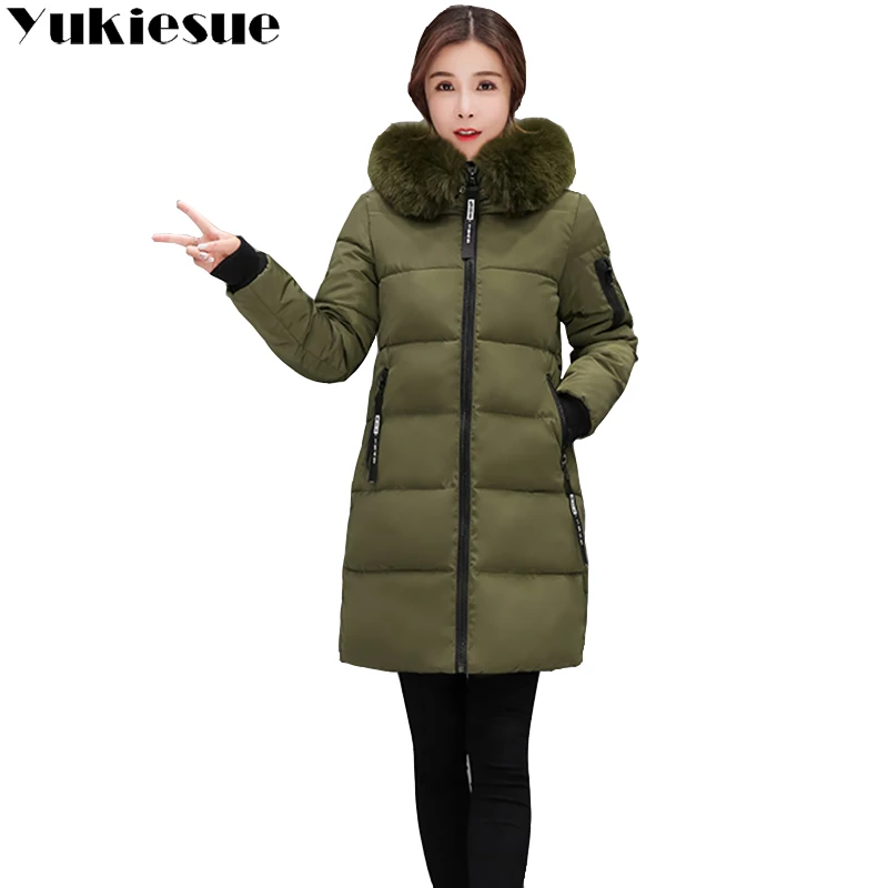

2018 New Fashion Women Winter Jacket With Fur collar Warm Hooded Female Womens Winter Coat Long Parka Outwear Camperas plus size