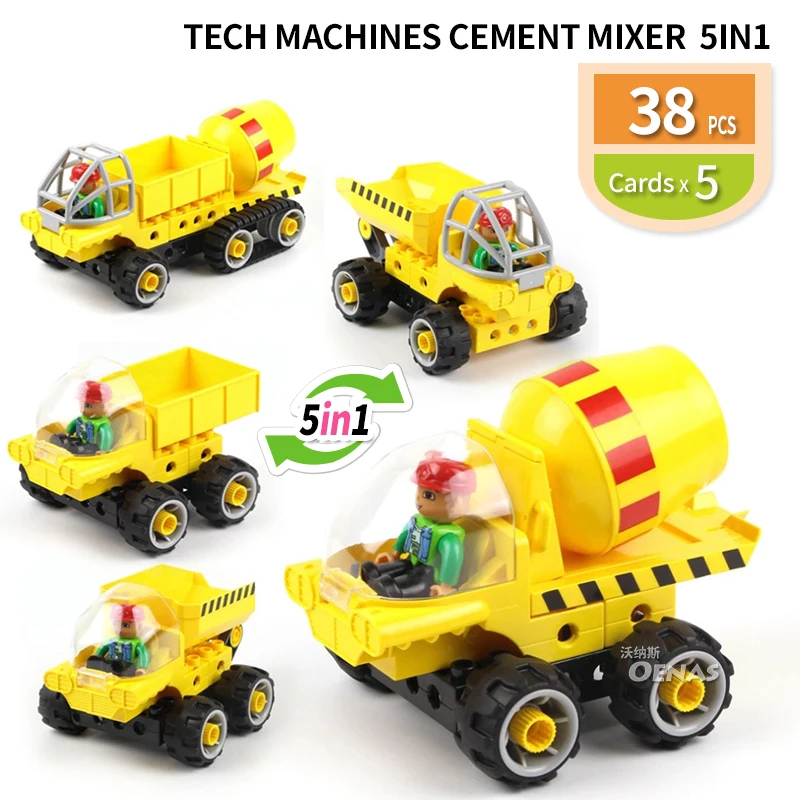 

Tech Machine Cement Mixer 5 in 1 Technic Block DIY Building Bricks Educational kids Toy fit legoed Duploed Children gift