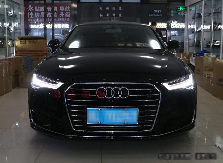 Стайлинга автомобилей Фара для Audi A6L A6 2012- Фары для автомобиля светодиодные фары DRL дневные Бег света Би- ксеноновые линзы HID