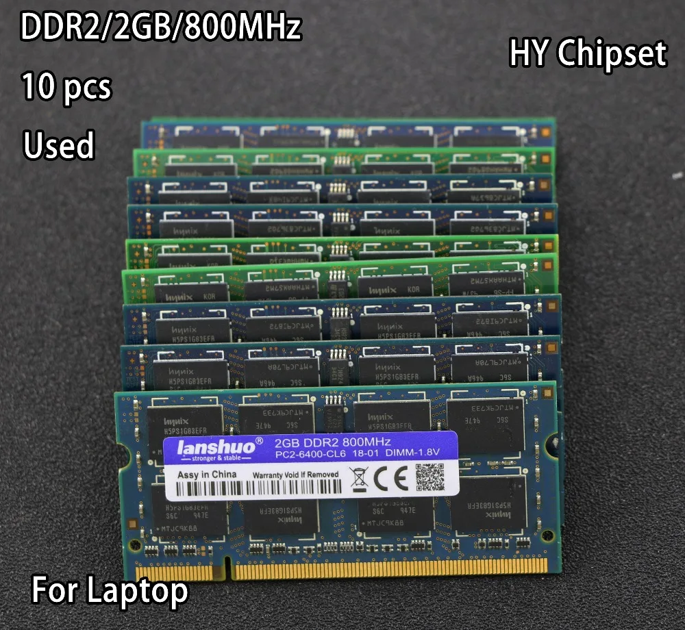 Original HY chipset 10 piece DDR2 2GB 800MHz 800 PC2 6400 DDR 2 2G notebook memory