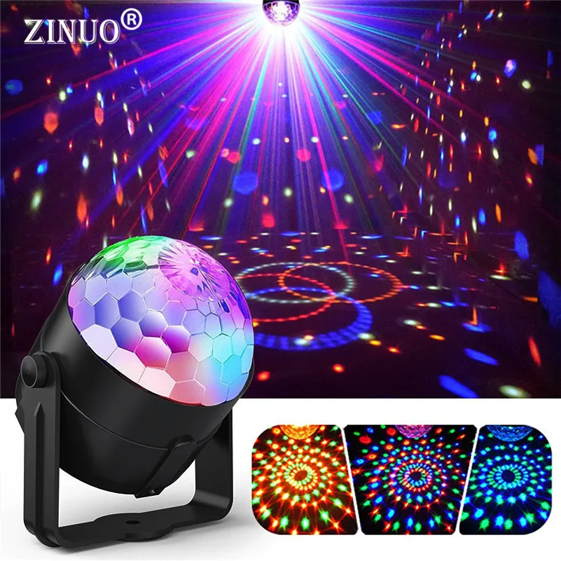 

ZINUO Sound Activated Disco Lights 3W RGB Rotating Magic Ball Light Stage Lamp For Home Party KTV Xmas Wedding Show Pub