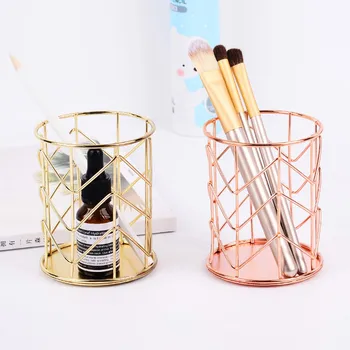 

Metal Wire Pencil Holder Cup Desktop Stationery Storage Organizer Container for Pencil Pen Rulers Makeup Brushes