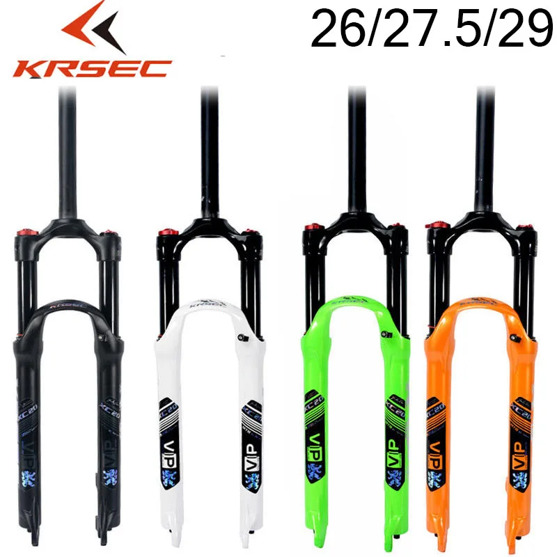 

KRSEC Ultralight MTB Air Suspension Fork Straight Tube Manual Lock Rigid Disc Brake Fat Mountain Bike Fork 26/27.5/29er