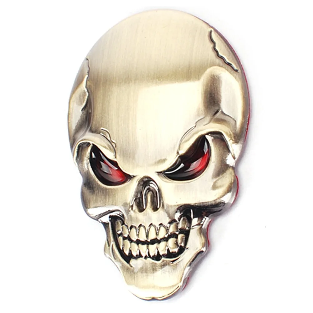 3D Metal Gold Black Skull Skeleton Car Motorcycle Stickers