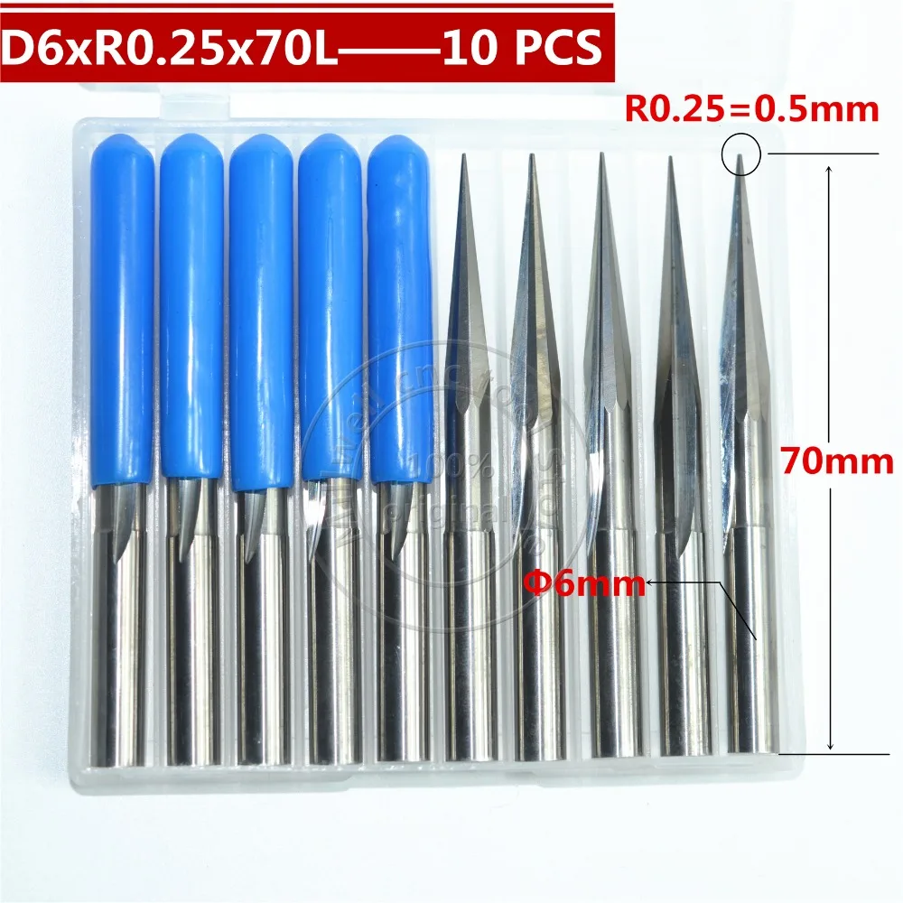 

6mm*R0.25*70L,CNC carbide wood End Mill,woodworking insert router bit,Taper ball nose end milling cutter,deep relief,pvc