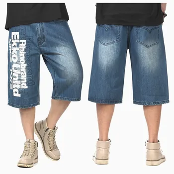

Plus size 40 42 44 46 Mens Calf-Length Pants Casual blue black Denim Shorts Men Jeans Summer Jean hip hop Mens Military Shorts