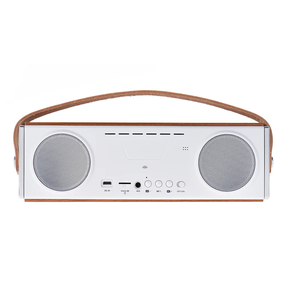 

ammoon Wireless BT Stereo Speaker Dual 10W Wooden Guitar Speakers TF Card AUX-in Built-in Battery Guitar Parts&Accessories