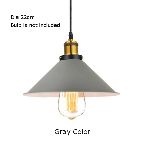 Винтажный промышленный подвесной светильник, ретро потолочный светильник, черный Железный Абажур, скандинавский E27, лампа Эдисона для столовой, спальни, ресторана - Цвет корпуса: Gray Color