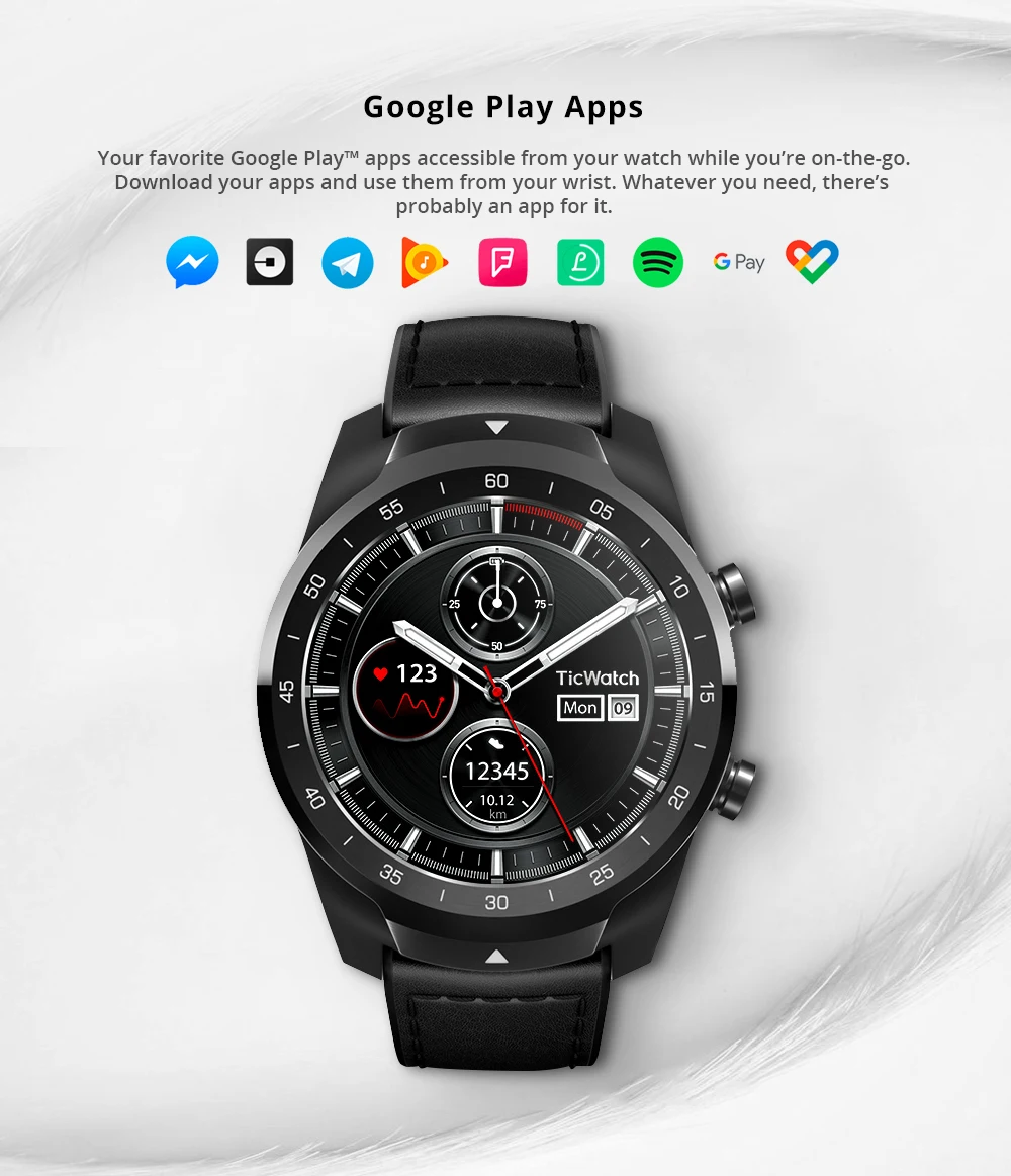 Оригинальные Смарт-часы Ticwatch Pro, Bluetooth, IP68, водонепроницаемые, Поддержка NFC платежей/Google Assistant, одежда OS, Google gps часы