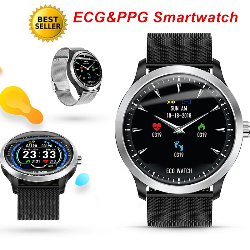 

NEW ECG PPG Smart Watch Men Electrocardiograph Display Smartwatch Woman Heart Rate Blood Pressure Monitor BLE Sports Watch