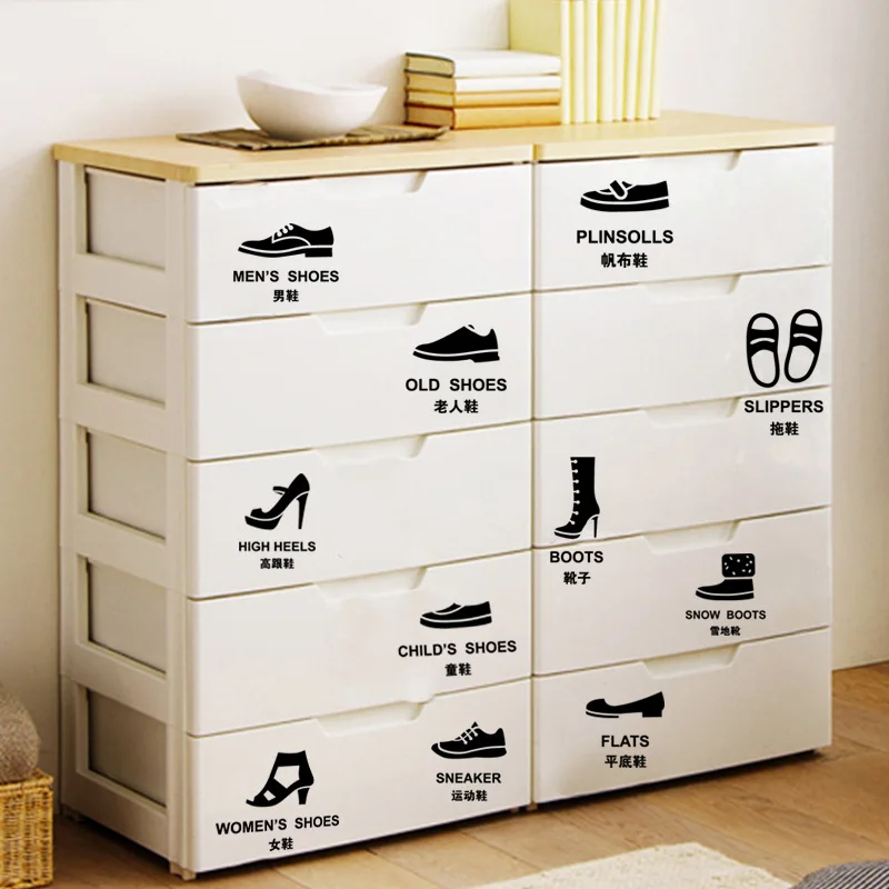 

Shoes Pattern Label Wall Stickers DIY Cabinet Closet Mural Decals Wardrobe Door Living Room Wallpaper Sticker Decoration