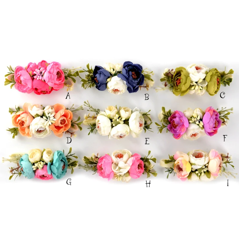 

10Pcs/lot Artificial Flower Crown Headband Baby Girl Hair Accessories Sweet Photo Props Elastic Nylon Hairband Girls Diademas