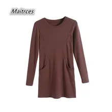 Футболка женская одежда Весна Новые повседневные плотные Длинные футболки с круглым вырезом Женские топы двойные безрукавки с карманами плюс размер TX003