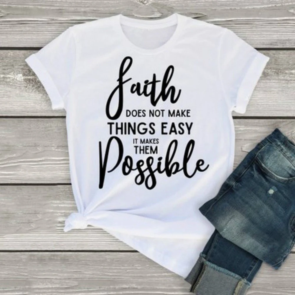 Женская футболка с надписью Faith Inspiration летняя коротким рукавом большие