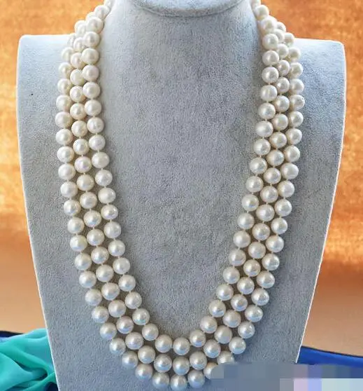 

song voge gem nanJ0454 3ROW ROUND WHITE FRESHWATER PEARL NECKLACE